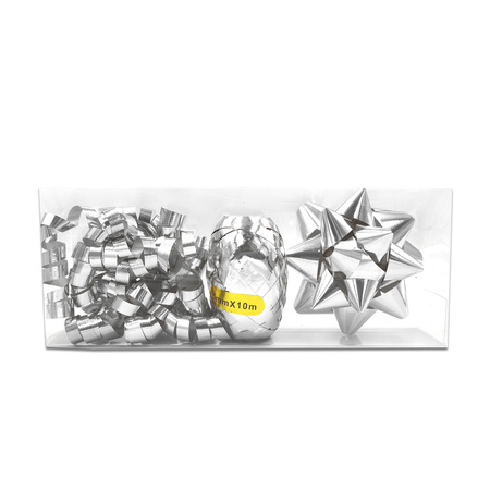 Zestaw do pakowania prezentów (rozetka, wstążka, warkocze)