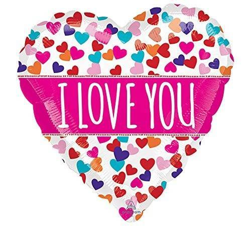 I Love You kolorowe serduszka serce balon foliowy Amscan 18''