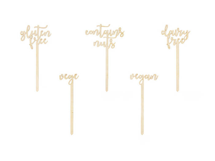 Drewniane Toppery na słodki stół 5 szt.