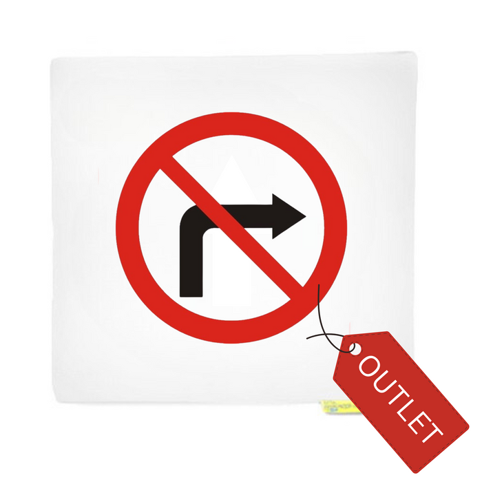 Poduszka kwadratowa znak Zakaz SKRĘTU W PRAWO 1 szt. - OUTLET - skaza nadruku