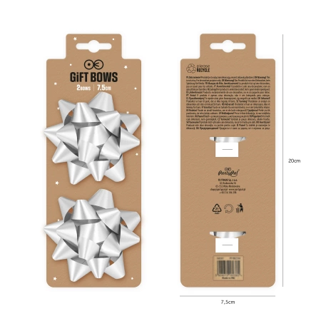 Kokarda prezentowa rozeta matowa srebrna 7,6 cm 2 szt.