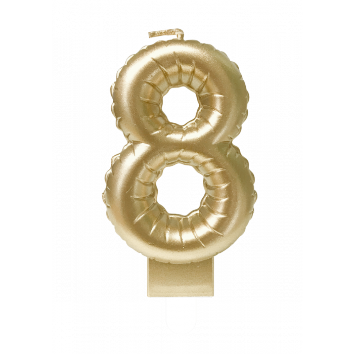 Świeczka urodzinowa cyfra 8 jak balon foliowy złota