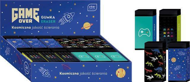 Gumka do mazania ścierania czarna Game Over mix