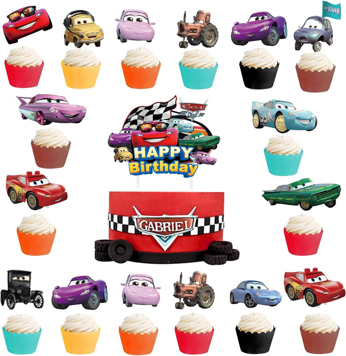 Dekoracje do muffinek pikery DIY Auta Cars 17 szt.