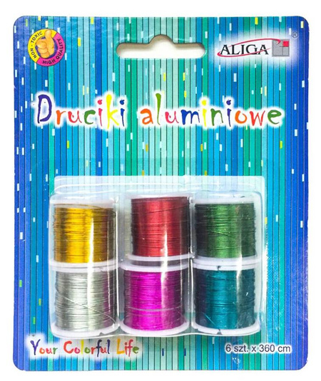 Druciki dekoracyjne aluminiowe 3m mix kolorów 6 szt.