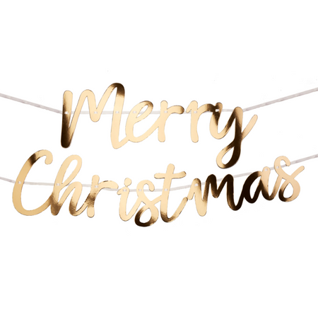 Baner "Merry Christmas" ZŁOTY metalizowany 200 cm