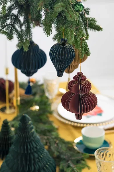 Bombka papierowa honeycomb Sopelek, burgund 1 szt,