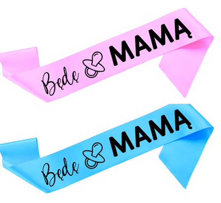 Szarfa satynowa dla przyszłej mamy - BĘDĘ MAMĄ boy girl