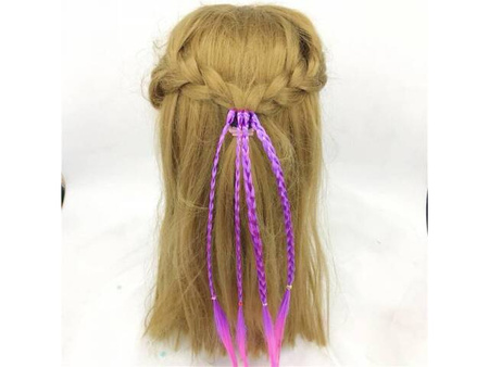 Gumka do włosów z kolorowymi warkoczami 45cm mix kolorów 1 szt.