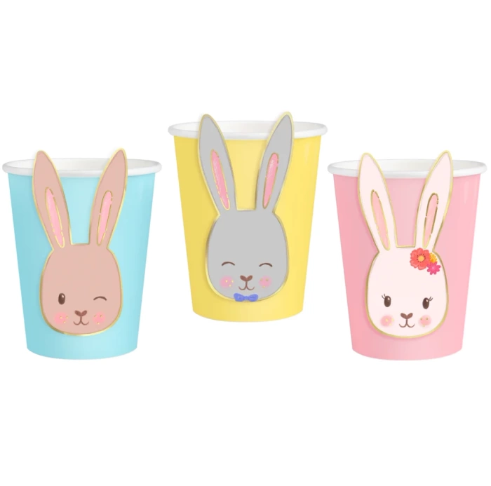 Kubeczki papierowe zajączki Wielkanoc 220 ml DIY mix 6 szt.