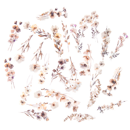 Naklejki transparentne KWIATY folia PET 30 SZT - BEIGE MIST