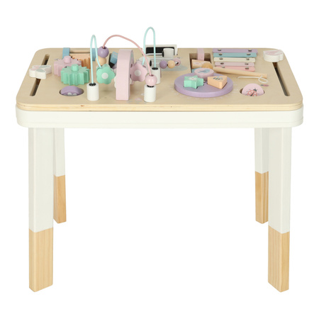 Tablica manipulacyjna LULILO LUDO stolik drewniany sensoryczny 2w1 różowy