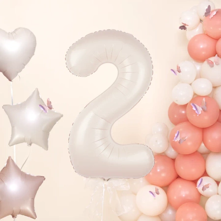 Balon foliowy CYFRA 2 kremowy satynowy 100 cm