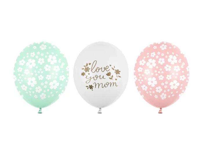 Balony gumowe dla Mamy Love You Mom 12 cali 30 cm 1 szt. Mix kolorów
