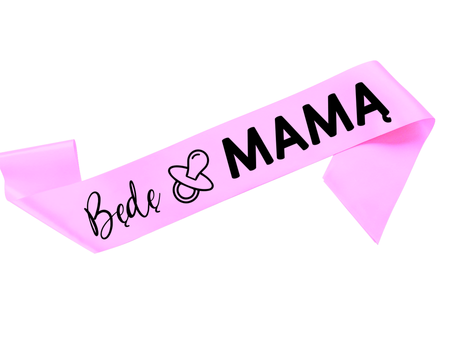 Szarfa satynowa dla przyszłej mamy - BĘDĘ MAMĄ boy girl