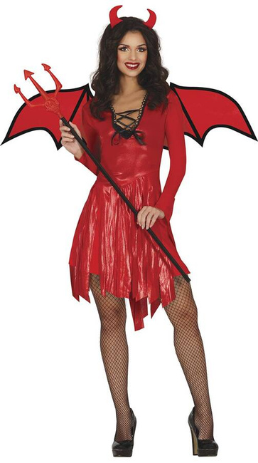Strój dla dorosłych Diablica ze skrzydłami sukienka