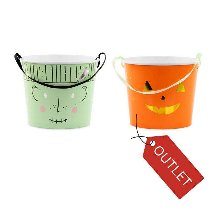 Wiaderko na cukierki Halloween 13,5 cm 2 szt. - OUTLET - delikatne wgniecenie