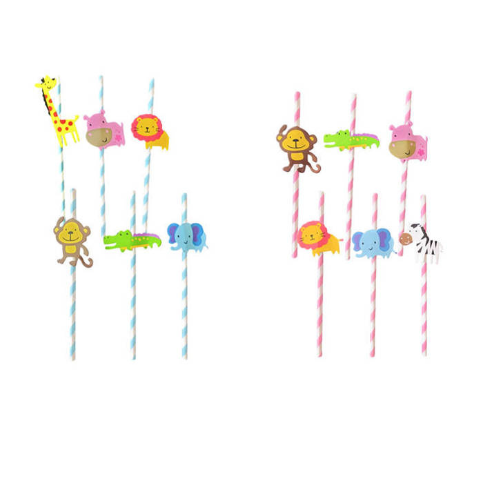 Słomki papierowe Baby Boy / Baby Girl ZWIERZĄTKA