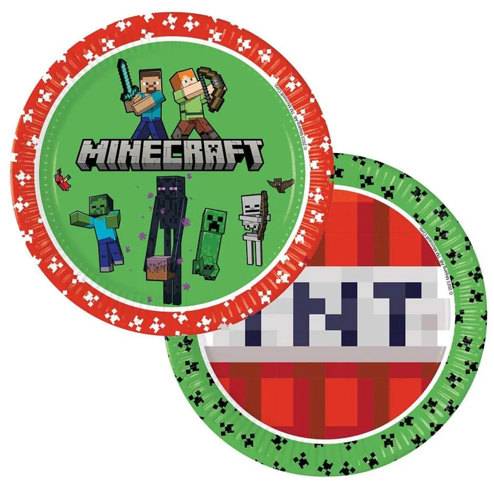 Talerzyki papierowe Minecraft 23 cm 8 szt. mix