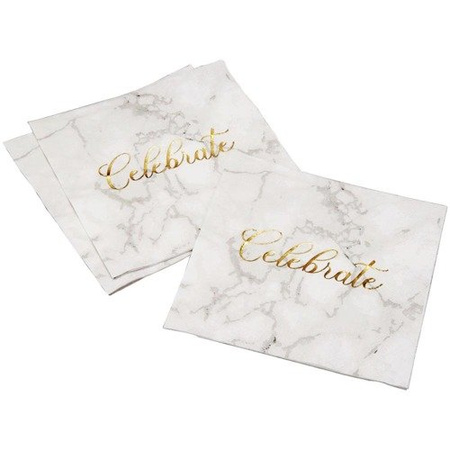 Serwetki marmur napis Celebrate 33 x 33 cm 16szt