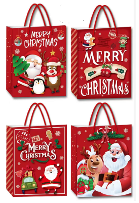 Torebka prezentowa Świąteczna czerwona Boże Narodzenie 18 x 32 cm