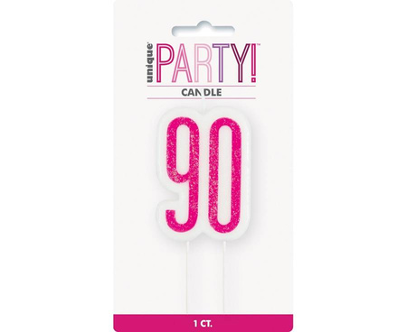Świeczka urodzinowa na tort liczba "90" różowa