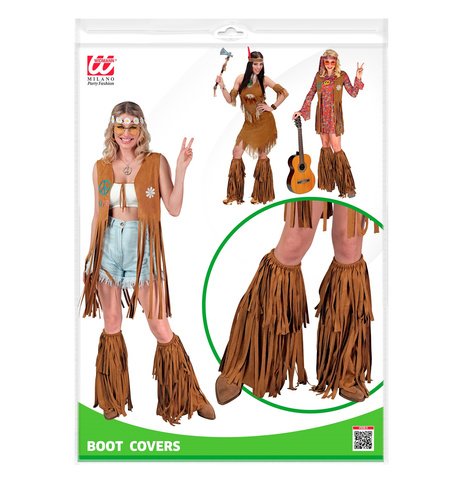 Nakładki na buty frędzle brązowe Indianin, Hipis
