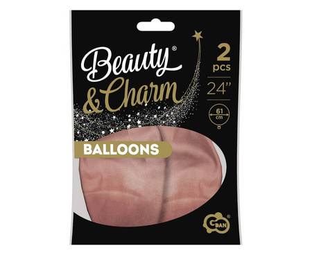 Balon kula platynowa różowo złota Beauty&Charm Chrome (Shiny, Glossy) 24 cale 2 szt.