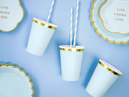 Kubeczki jednokolorowe papierowe złoto-niebieskie 220 ml 6 szt.