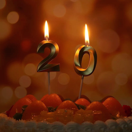 Świeczka urodzinowa na tort cyfra elegancka złota mała 1 szt.