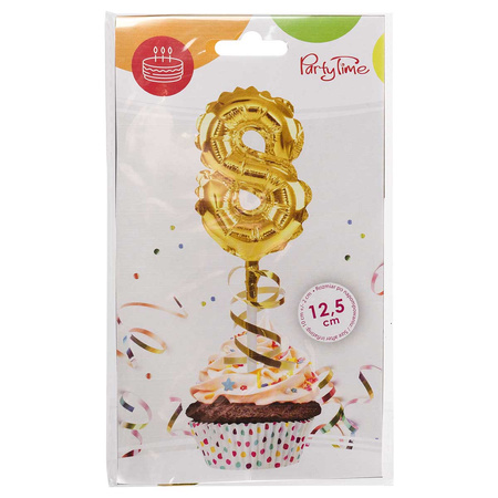BALON foliowy CYFRA na patyczku ZŁOTA 12,5 cm