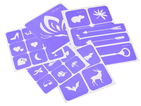 Zestaw do tatuaży brokatowych XL (szablony, pędzle, klej, tatuaże, brokaty)