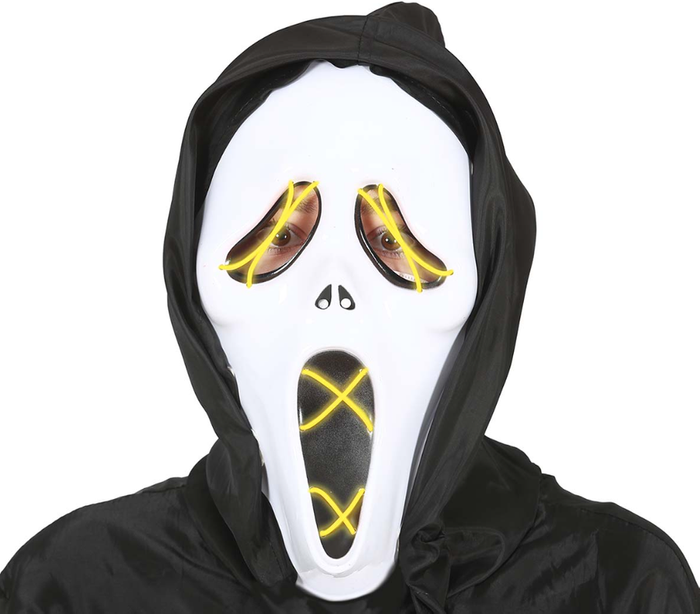 Maska świecąca LED z kapturem KRZYK