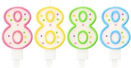 Świeczka urodzinowa "8" kropeczki niebieska