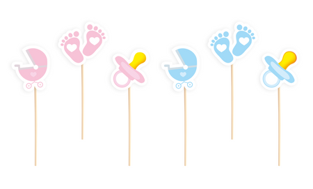 Pikkery Toppery na tort Baby Shower 6 szt. kolor do wyboru