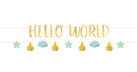 Baner Girlanda Hello World na Baby Shower - Boy