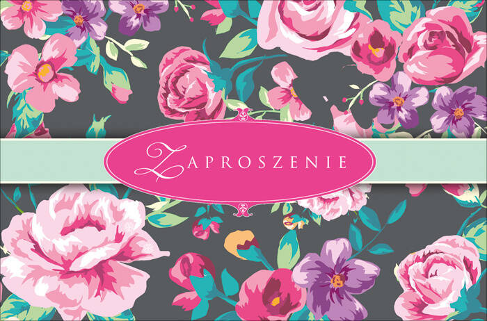 Zaproszenie motyw kwiaty RÓŻE