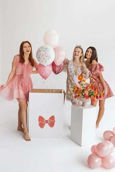 Balon foliowy okrągły Bride wieczór panieński w kwiaty 18 cali