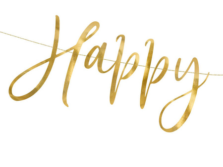 Girlanda baner Happy New Year ZŁOTY 66 cm