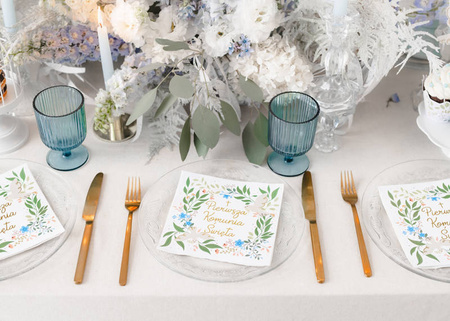 Serwetki Komunijne Komunia Święta kwiaty 33 x 33 cm 20 szt.