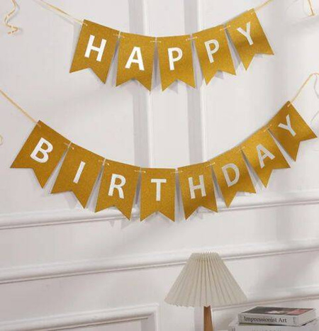 Baner urodzinowy girlanda złota brokatowa "Happy Birthday" 250 cm