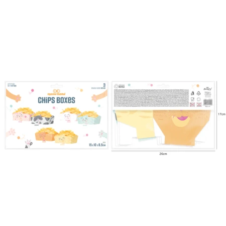 Pudełka na chipsy, przekąski KOTKI 3 szt.