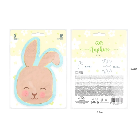 Serwetki papierowe Zajączki 12 szt. mix kolorów