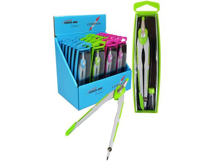 Cyrkiel kolorowy z rysikiem, plastikowe etui