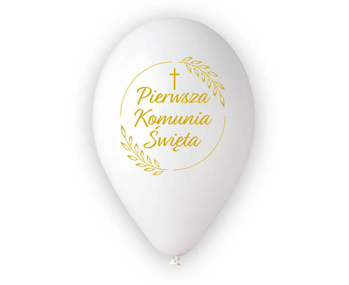 Balon Komunia Święta złoty nadruk kłosy 12 cali 1 szt.