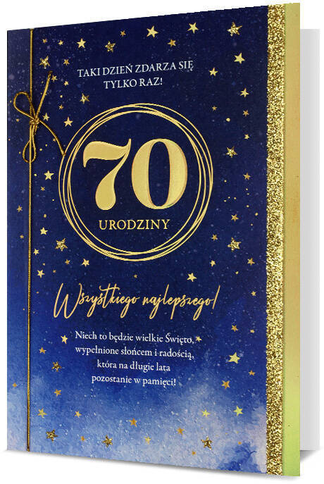 Kartka okolicznościowa gwiazdy 3D 70 urodziny 13x19 cm