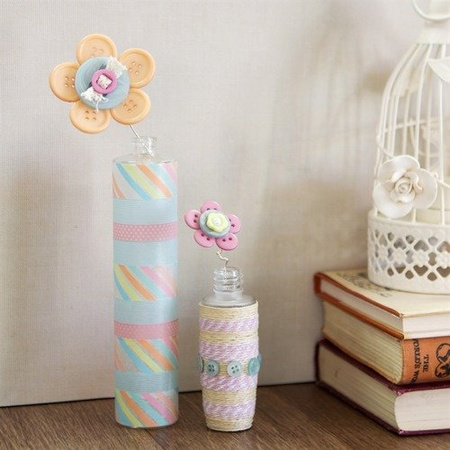 Guziki drewniane MIX 30 szt PASTELOWE