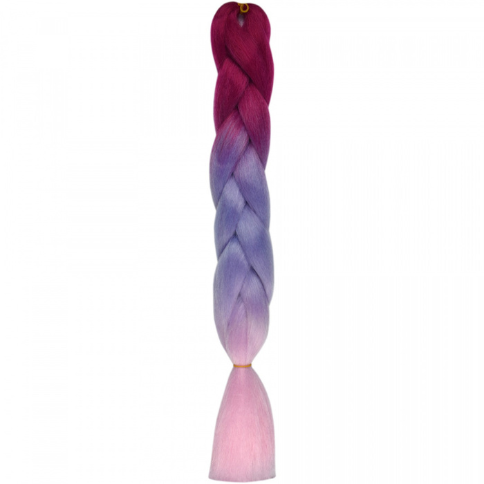 Włosy syntetyczne warkocze warkoczyki 60 cm OMBRE - bordowo fioletowo różowe