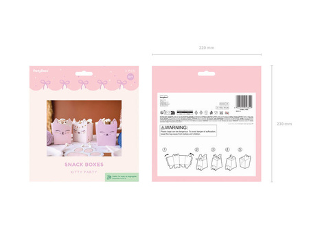 Pudełka na popcorn chipsy przekąski Kotki 3 szt.