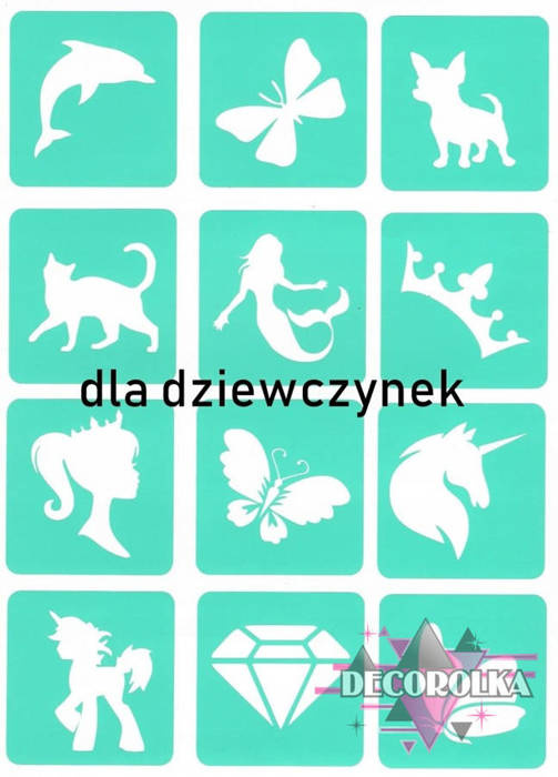 Szablony do tatuaży brokatowych ZESTAW 12 szt.